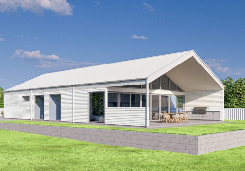 House elevation and floor plan drawings